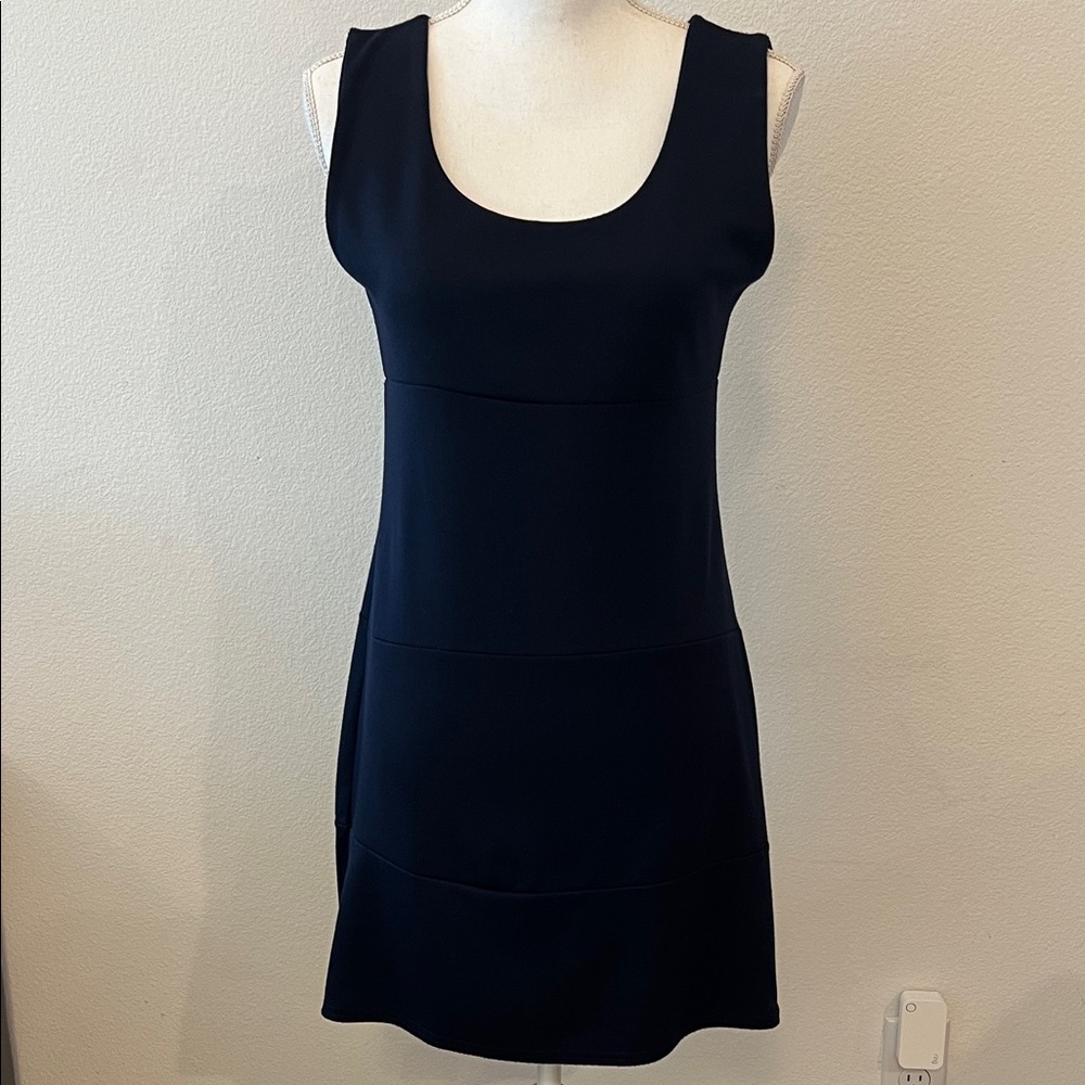 Classic Navy Scoop Neck Sleeveless Dress